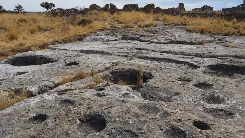 Water wells carved into the rock in upper T’aqrachullo, the water mirrors
