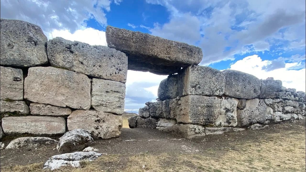 Megalithic gateway into the archaeological site, with a single-piece lintel